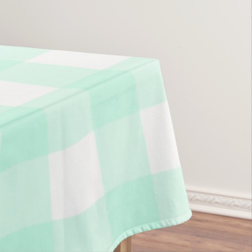 Pastel Mint Green Plaid Pattern Easter Tablecloth