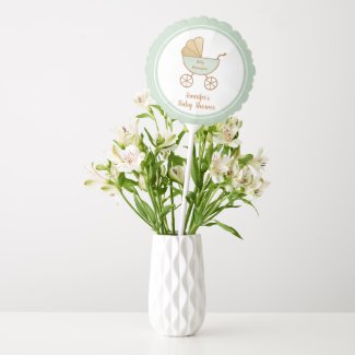 Pastel Mint Green Retro Carriage Baby Shower Balloon