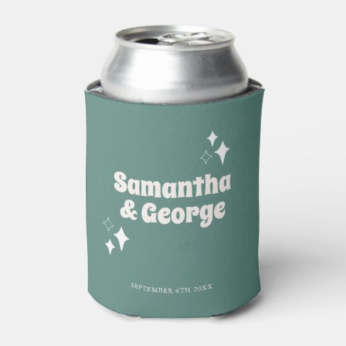 Pastel Mint Green Retro Groovy Wedding Favors Can Cooler