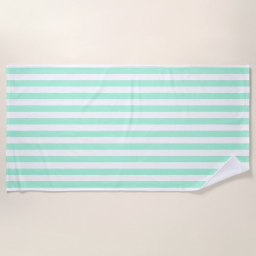 Pastel Mint Green Stripes Solid Color Summer Beach Towel