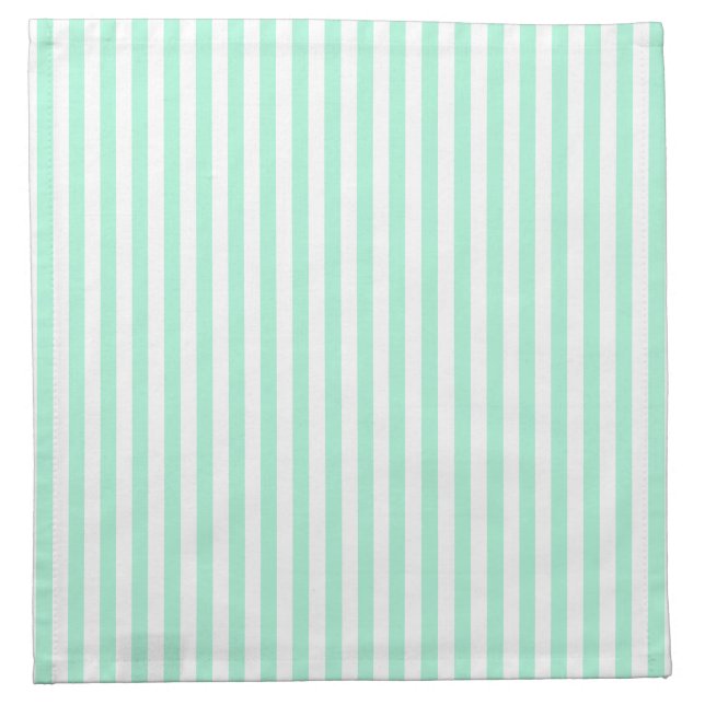 Pastel Mint Green Stripes Summer Striped Cloth Napkin (Front)