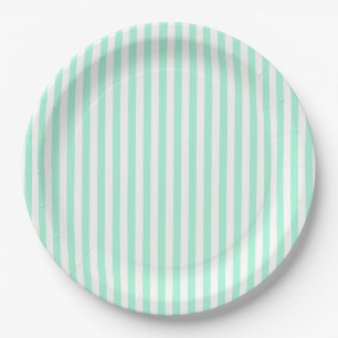 Pastel Mint Green Stripes Summer Striped Paper Plates