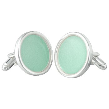 Pastel Mint Green Trendy Colors Cufflinks by Chicy_Trend at Zazzle