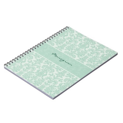 Pastel Mint Green Vintage Floral Damasks Notebook