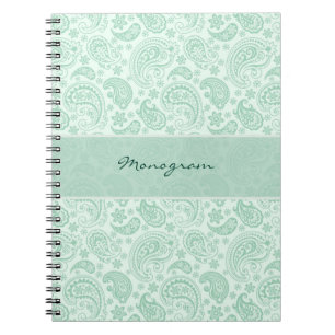 Pastel Mint Green Vintage Floral Paisley Pattern Notebook