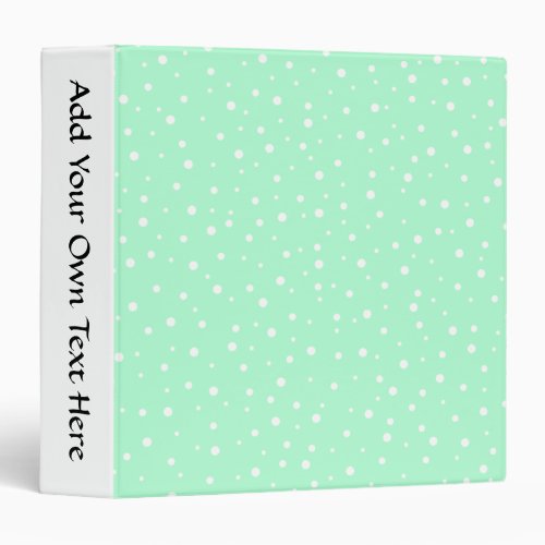 Pastel Mint Green with White Dots Pattern Binder