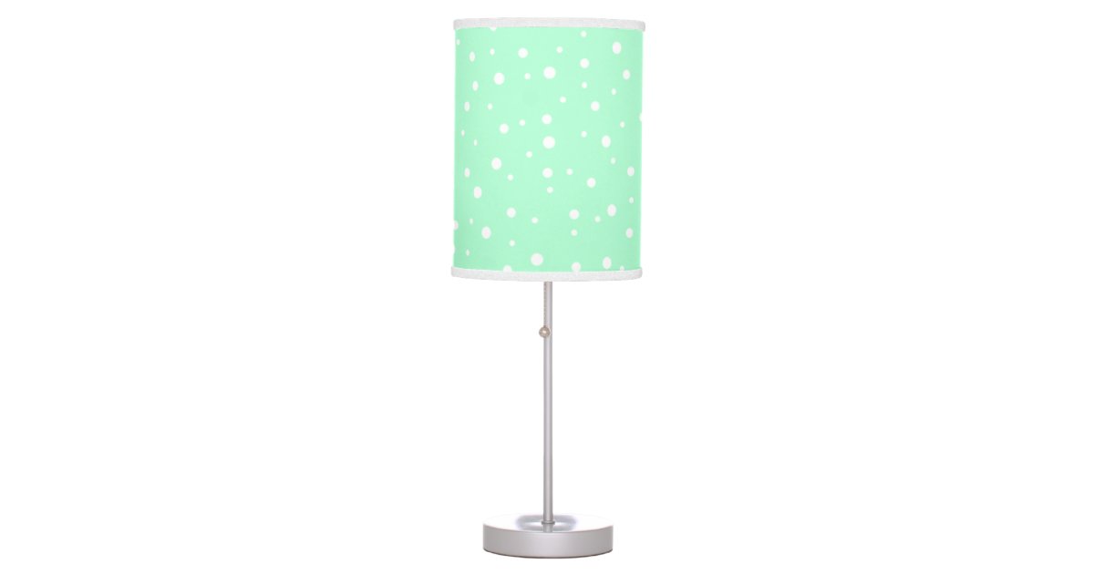 Pastel Mint Green With White Dots Pattern Table Lamp Zazzle Com