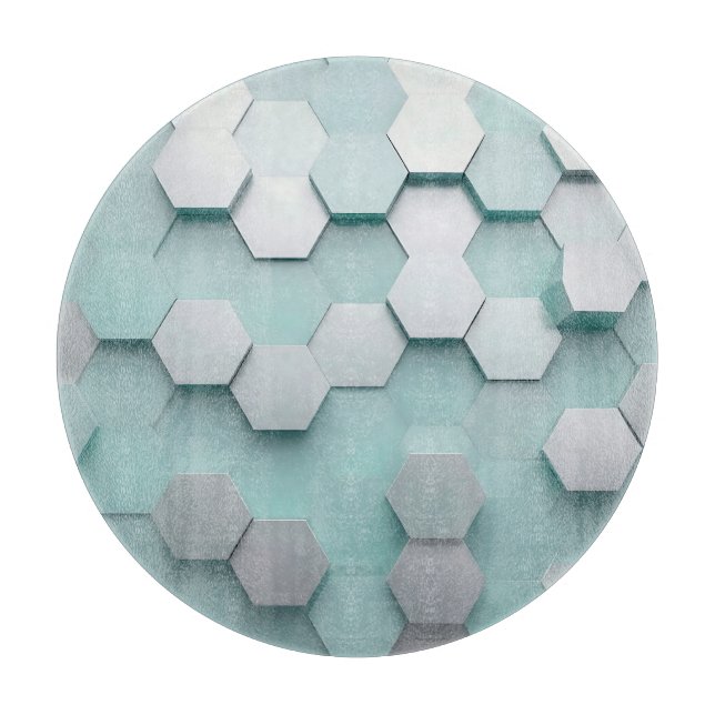Pastel Mint Hexagon 3D Mosaic Cutting Board (Front)