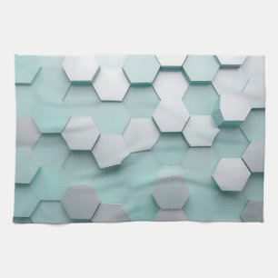 Pastel Mint Hexagon 3D Mosaic Kitchen Towel