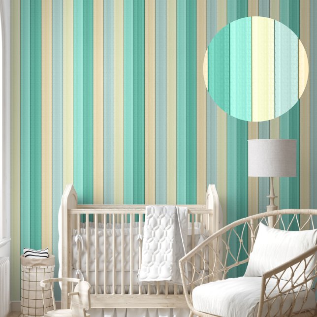 Pastel Mint Peach vertical Stripes Peel stick Wallpaper (Creator Uploaded)