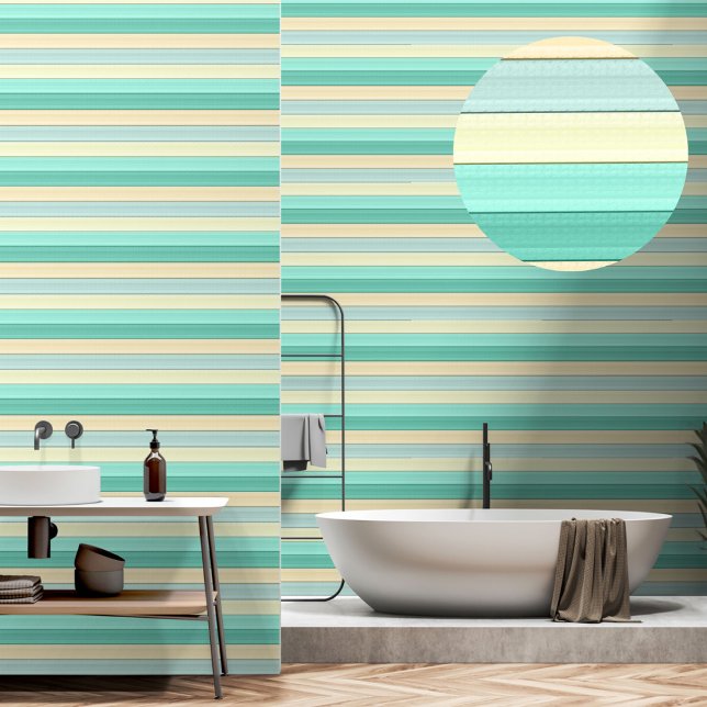 Pastel Mint Peach vertical Stripes Peel stick Wallpaper (Creator Uploaded)