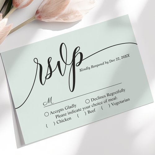 Pastel Mint Simple Script Wedding Rsvp Card