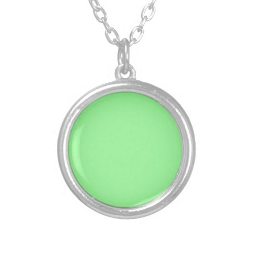Pastel Mint Solid Color  Classic  Elegant Silver Plated Necklace