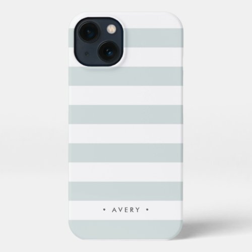 Pastel Mint Stripe Personalized iPhone 13 Case