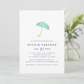 Pastel Mint Umbrella Baby Shower Invitation (Standing Front)
