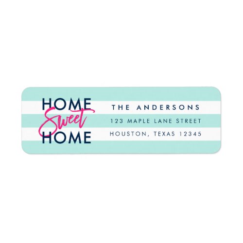 Pastel Mint White Stripes Blue Home Sweet Home Label