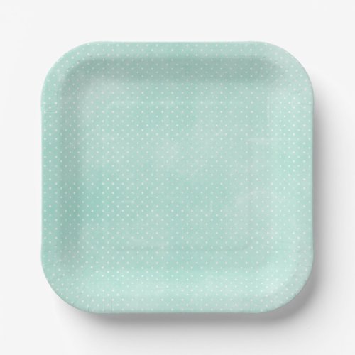 Pastel Minty Blue Turquoise Tiny Polka Dots Paper Plates