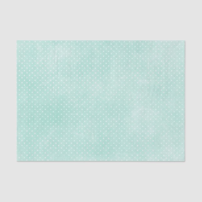 Pastel Minty Blue Turquoise Tiny Polka Dots Tissue Paper (Front)