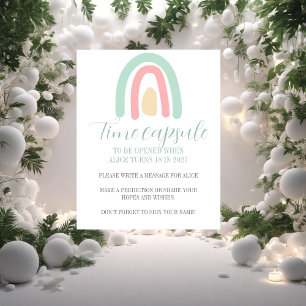 Pastel minty rainbow 1st Birthday Time Capsule Poster