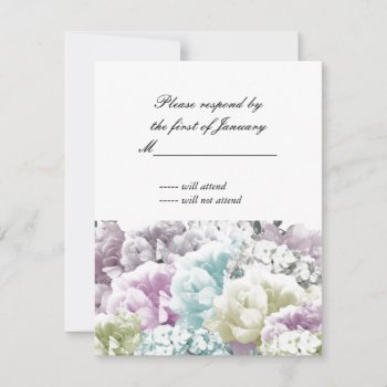Pastel Mixed Bouquet Of Florals Reply Card by seashell2 at Zazzle