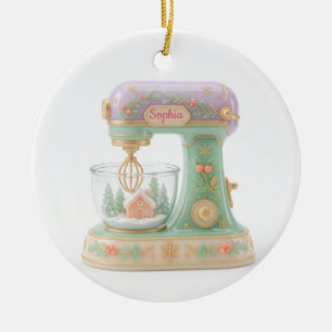 Pastel Mixer Snow Globe Baker Custom Ornament
