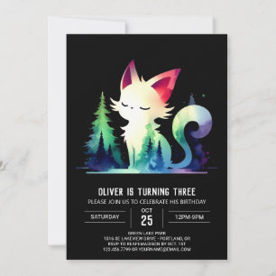 Pastel Modern Cat Birthday Invitation