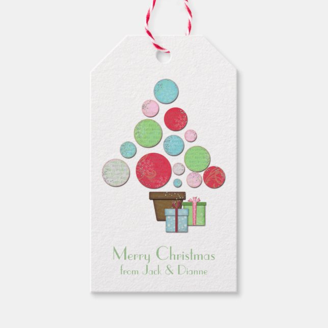 Pastel Modern Christmas Tree Gift Tags (Front)