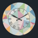 Pastel Modern Colorful Geometric Pattern Large Clock<br><div class="desc">elegant pastel colorful abstract geometric pattern.</div>