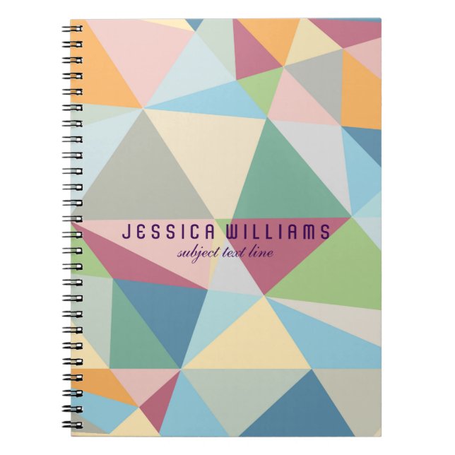 Pastel Modern Colorful Geometric Pattern Notebook (Front)