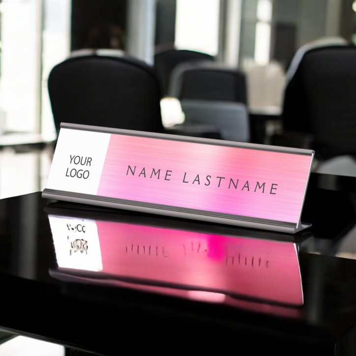 Pastel Modern Custom Logo Executive Professional Desk Name Plate