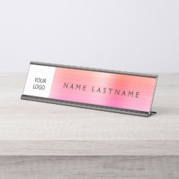 Pastel Modern Custom Logo Executive Professional Desk Name Plate