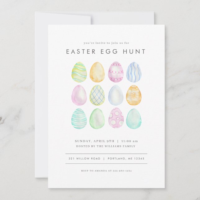 Pastel Modern Easter Egg Hunt Invitation Party (Front)