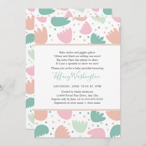 Pastel Modern Floral girl baby sprinkle Invitation