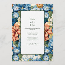 Pastel Modern Floral Wedding Invitation