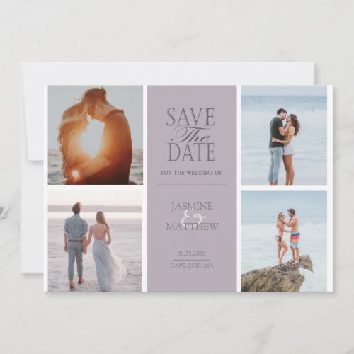 Pastel Modern Four Photo Save The Date Card