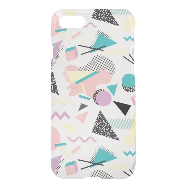 Pastel Modern Geometric Pattern Memphis 80s Style Uncommon iPhone Case (Back)