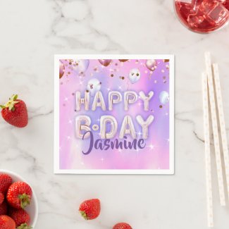 Pastel Modern Glam Trendy Balloons Happy Birthday Napkins