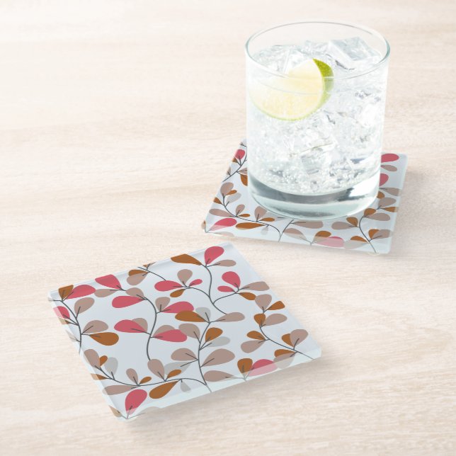 Pastel Modern Leaves Coaster (Angled)