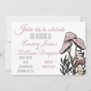 Pastel Modern Mushrooms Invitation