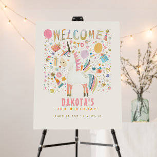 Pastel Modern Unicorn Birthday Welcome Sign