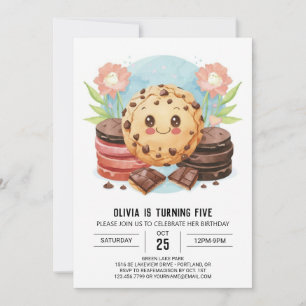 Pastel Modern Watercolor Cookies Birthday Invitation
