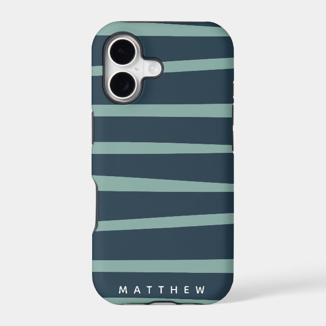 pastel modern wave stripes monogram iphone case (Back)