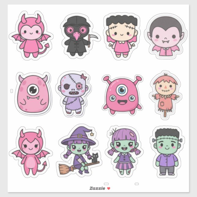 Pastel Monster Squad Sticker Pack (Sheet)