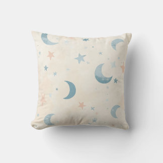 Pastel Moon and Stars Pillow