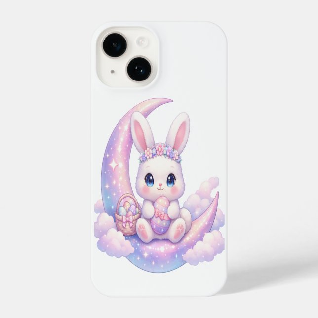 Pastel Moon Bunny iPhone Case – Cute Kawaii Design (Back)