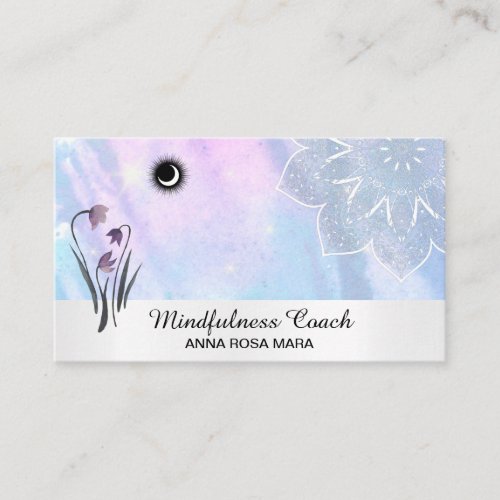  Pastel Moon Lacey Mandala Foil Floral Business Card