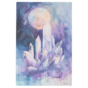 *~*Pastel MOON Pale Space Crystals Gold SC3 Metal Print
