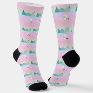 Pastel Moonlit Christmas Tiled Glow Socks