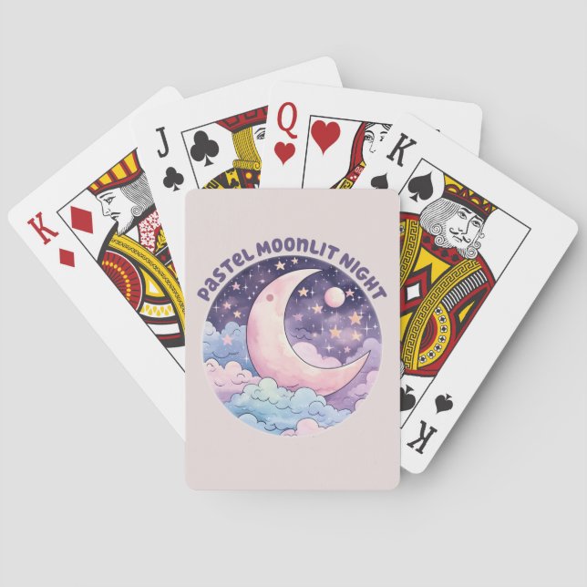 Pastel Moonlit Night – Dreamy Crescent Moon Poker Cards (Back)