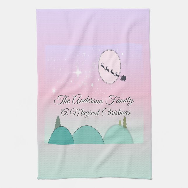 Pastel Moonlit Winter Harmony Kitchen Towel (Vertical)
